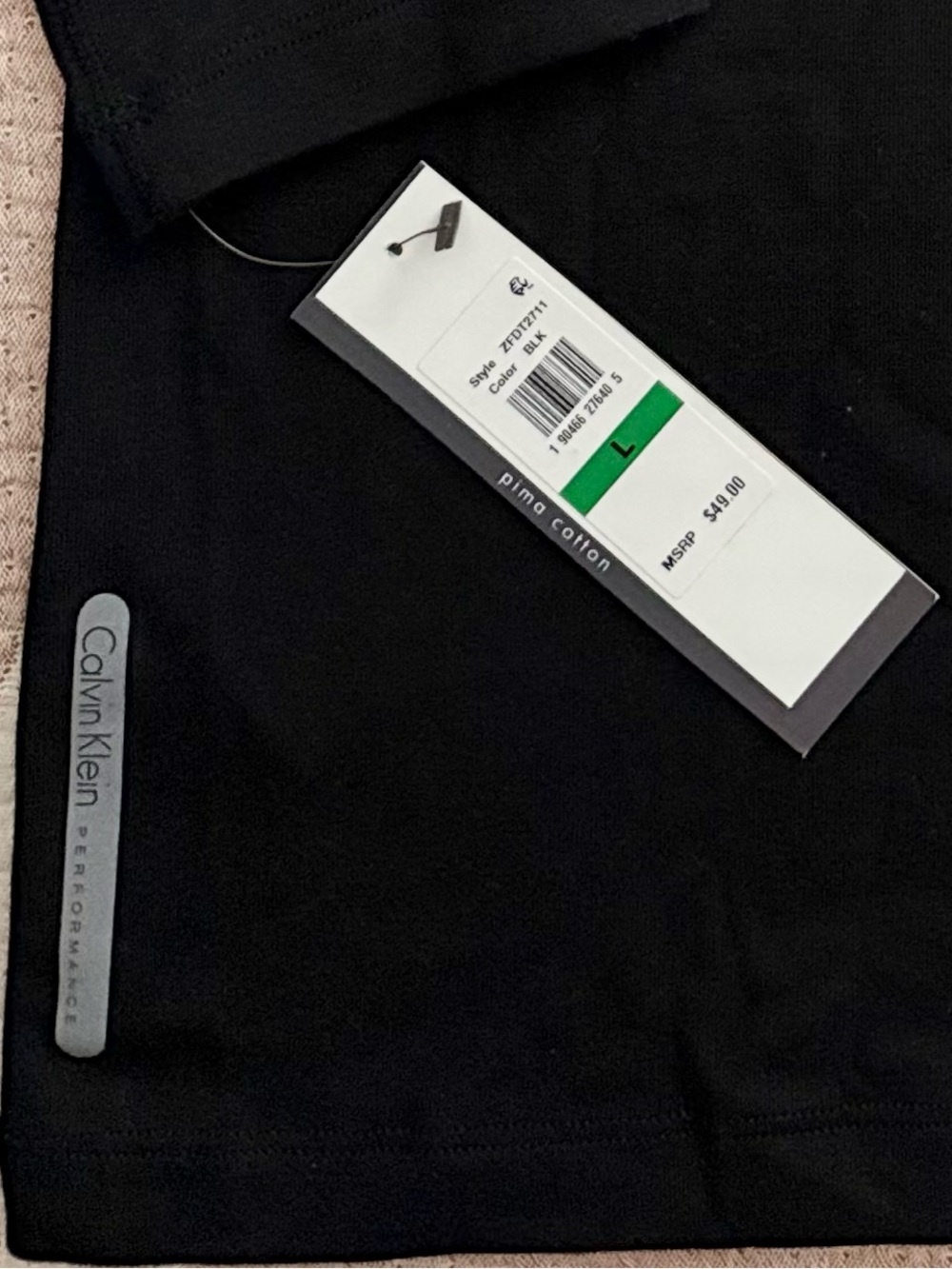CALVIN KLEIN PERFORMANCE BLACK VNECK 3/4 SLEEVE PIMA COTTON TOP NWT - Picture 5 of 11
